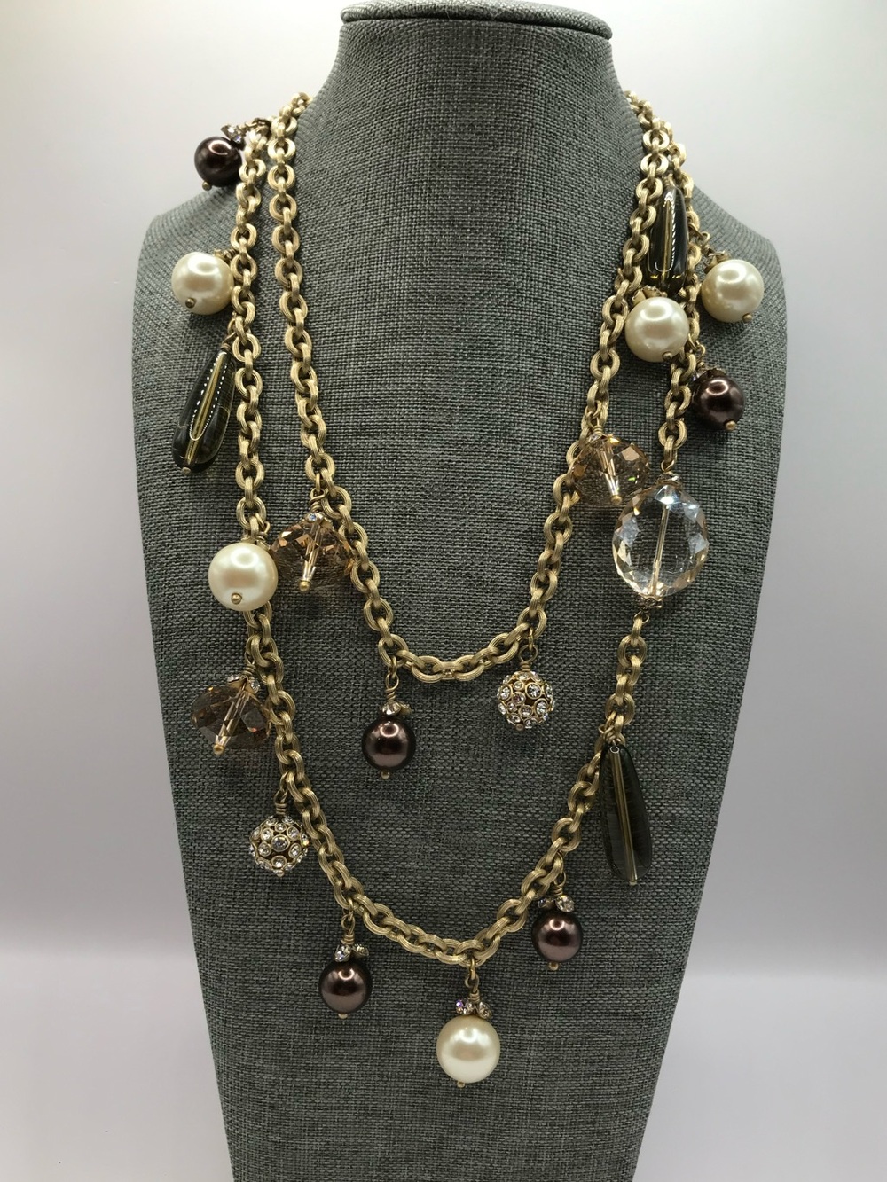 Stella & Dot Audrey Faux Pearl & Crystal Drop Statement Necklace - Picture 3 of 10